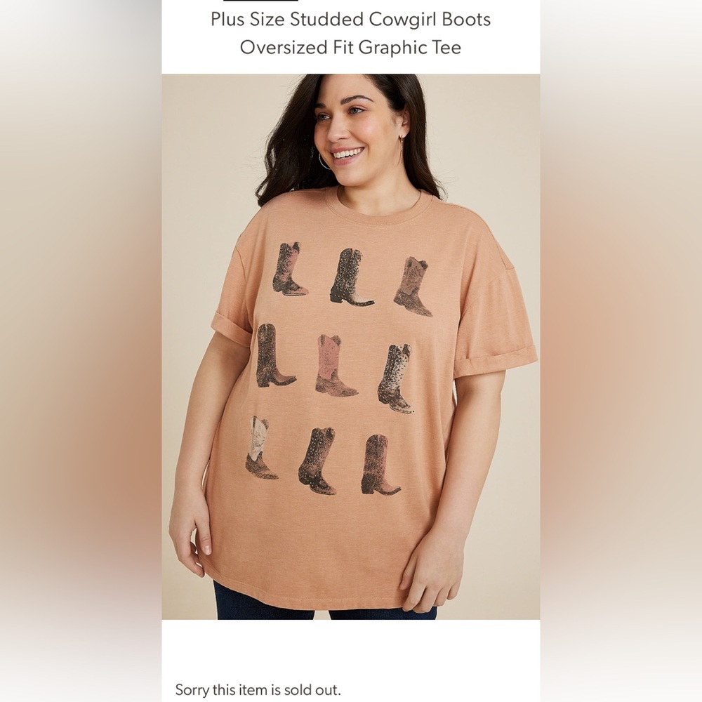 Plus Size Graphic Tee with Boot Print XL